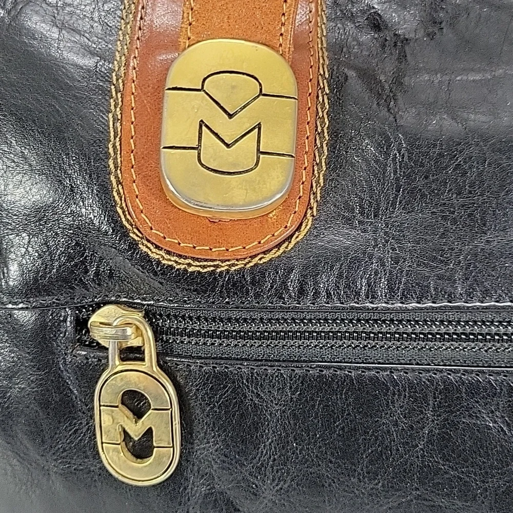 Vintage Marino Orlandi Black/Brown Large Leather Bag
